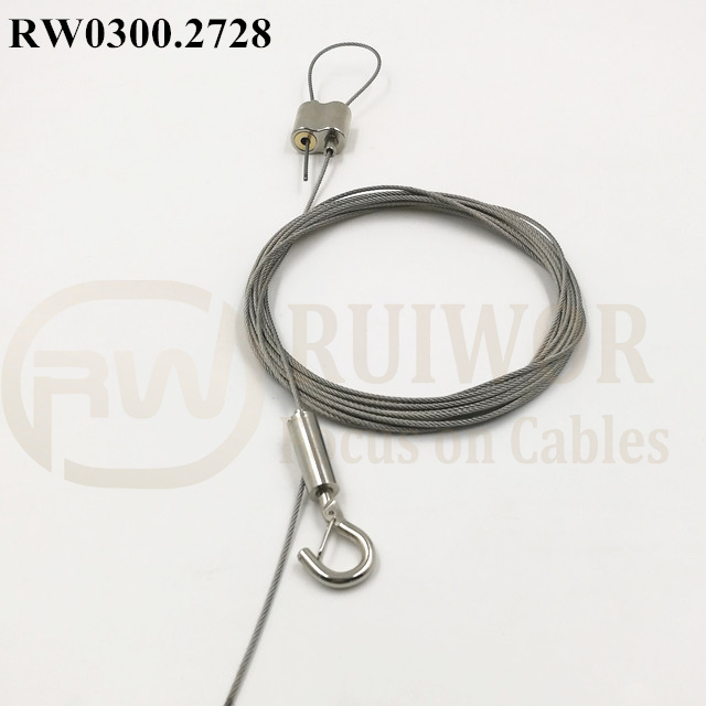 China RW0300.2728 Ceiling cable fixing with adjustable hook Kit includes  screw-on ceiling fixing & one adjustable hook 5 meters cable factory and  manufacturers