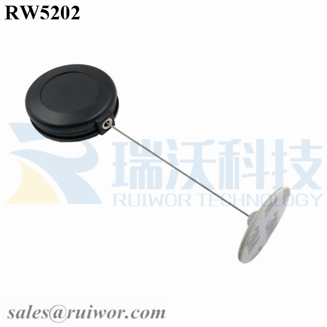 China RW5202 Round Anti Theft Retractor Plus Dia 30mm Circular Adhesive ABS  Plate factory and manufacturers